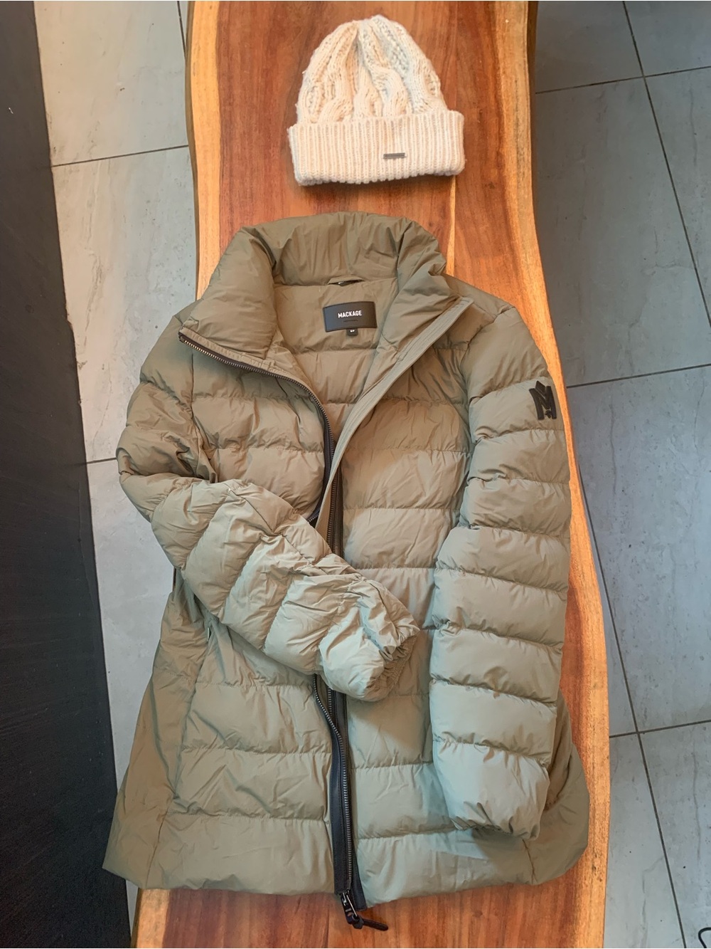 Mackage Women's Olive Puffer Jacket in Sage Green
